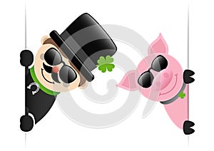 Chimney Sweep Mustache And Pig Sunglasses Inside Banner