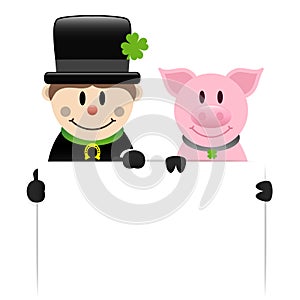 Chimney Sweep And Pig Holding White Label