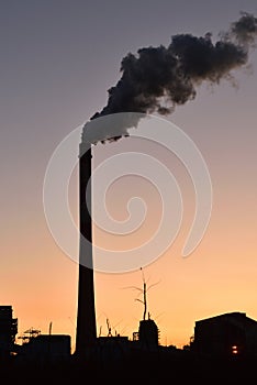 The chimney of the thermal power plant