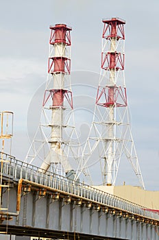 Chimney at the thermal power plant.