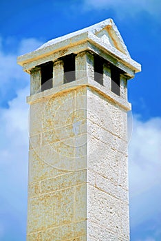 Chimney of traditional stone-made house