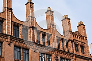 Chimneys on an art deco building in Manchester UK