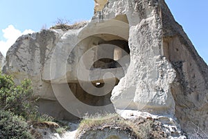 Chimneys door in Cappadocia, Goreme Open Air Museum in Goreme, Devent Valley nature