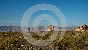 Chimneys in front of Santa Elena Canyon