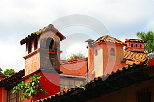 Chimneys as part of the city of cuernavaca, morelos, mexico. I photo
