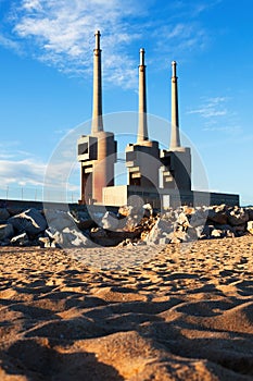 Chimneys of neglected power station