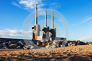 Chimneys of neglected power thermal station