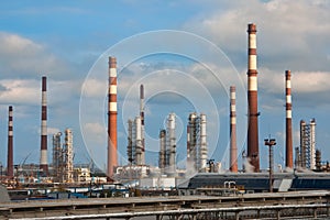 Chimneys of oil refinery