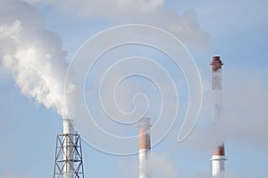 Chimneys of a pulp and paper industry.