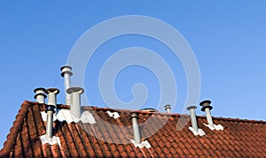 Chimneys on roof