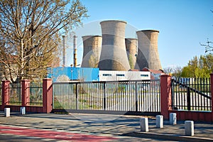 chimneys at the thermal power plant