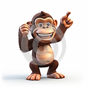 Chimp 3d Icon: Cartoon Clay Material With Nintendo Isometric Spot Light