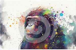 Chimp Chimpanzee watercolour illustration