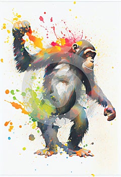 Chimp Chimpanzee watercolour illustration portrait