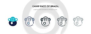 Chimp face of brazil icon in different style vector illustration. two colored and black chimp face of brazil vector icons designed