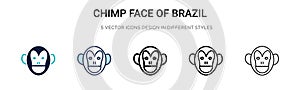 Chimp face of brazil icon in filled, thin line, outline and stroke style. Vector illustration of two colored and black chimp face