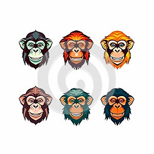 Chimp Logos Collection: Set Of Isolated Designs On White Background