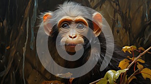 Playful Monkey: A Daz3d Oil Painting With Strong Facial Expression photo