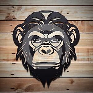 Chimpanzee Head Wood Sign - Laser Cut Metal Name Sign