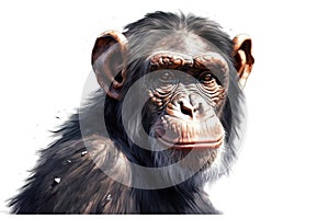 chimpanzee isolated on white background. Generated by AI