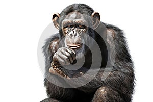 chimpanzee isolated on white background. Generated by AI