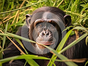 Ai Generated illustration Wildlife Concept of Chimpanzee - Uganda