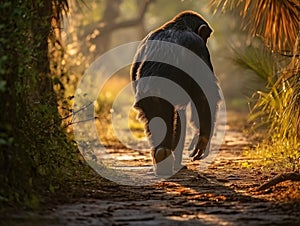 A Chimpanzee walking at Ol Pejeta Conservancy