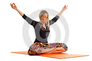 Chin Mudra in siddhasana yoga pose photo