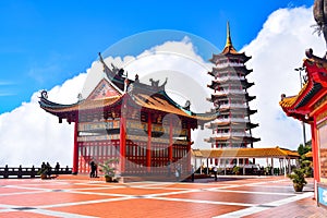 The Chin Swee Caves Temple is a Taoist temple in Genting Highlands, Pahang, Malaysia, scenery from a top Chin Swee Temple at Genti