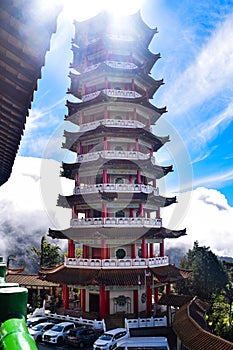 The Chin Swee Caves Temple is a Taoist temple in Genting Highlands, Pahang, Malaysia, scenery from a top Chin Swee Temple at Genti