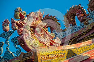 Asian dragon statue in chinese temple