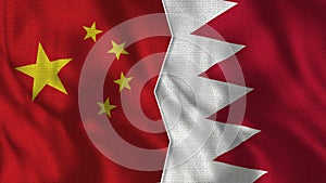 China and Bahrein Half Flags Together photo