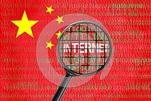 China bans internet, hacker cyber attack concept