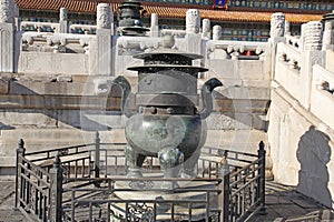 China. Beijijng. Bronze pot at Forbidden City