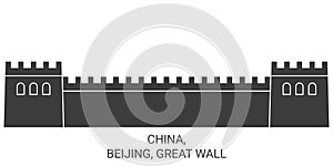 China, Beijing, Great Wall travel landmark vector illustration