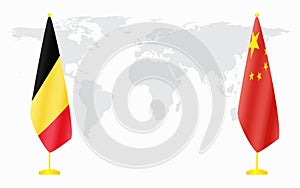 China and Belgium flags for official meeting