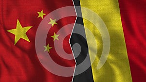 China and Belgium Half Flags Together