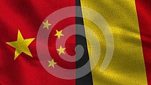 China and Belgium - Two Half Flags Together