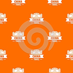 China building pattern vector orange