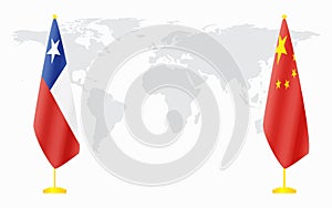 China and Chile flags for official meeting