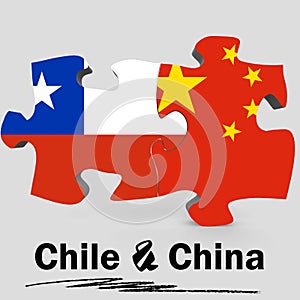 China and Chile flags in puzzle