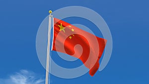 China Chinese Flag Country 3D Rendering in Blue Sky Background