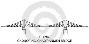 China, Chongqing, Chaotianmen Bridge travel landmark vector illustration photo