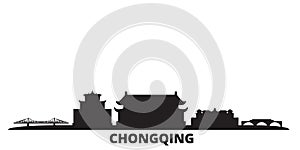 China, Chongqing city skyline isolated vector illustration. China, Chongqing travel black cityscape