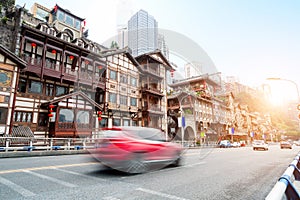 China Chongqing traditional houses on stilts