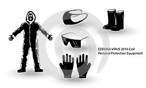 China Corona Virus 2019-CoV personal protection Equipment illusstration , infographic ,  Assessories