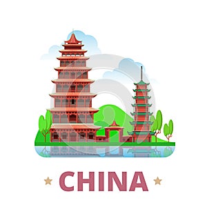 China country design template Flat cartoon style w