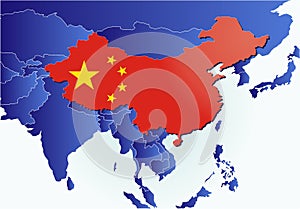 China country map with flag