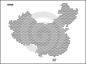 China Country Map Population designed with People Icon