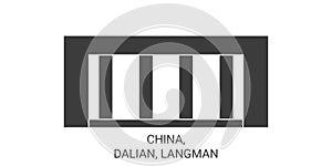 China, Dalian, Langman Hotel travel landmark vector illustration